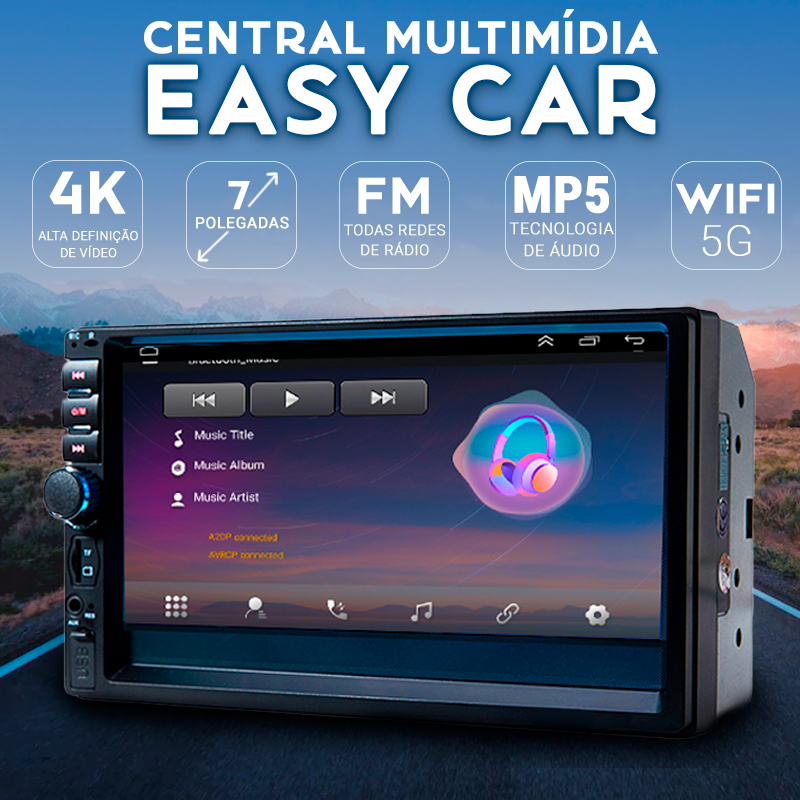 Central Multimídia Universal 7 Polegadas Wifi Gps Mp5 Bluetooth - EasyCar - Armazem JS